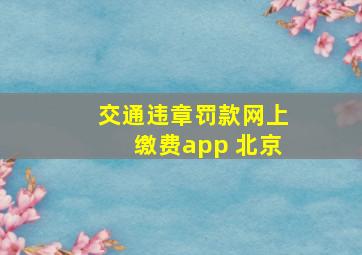 交通违章罚款网上缴费app 北京